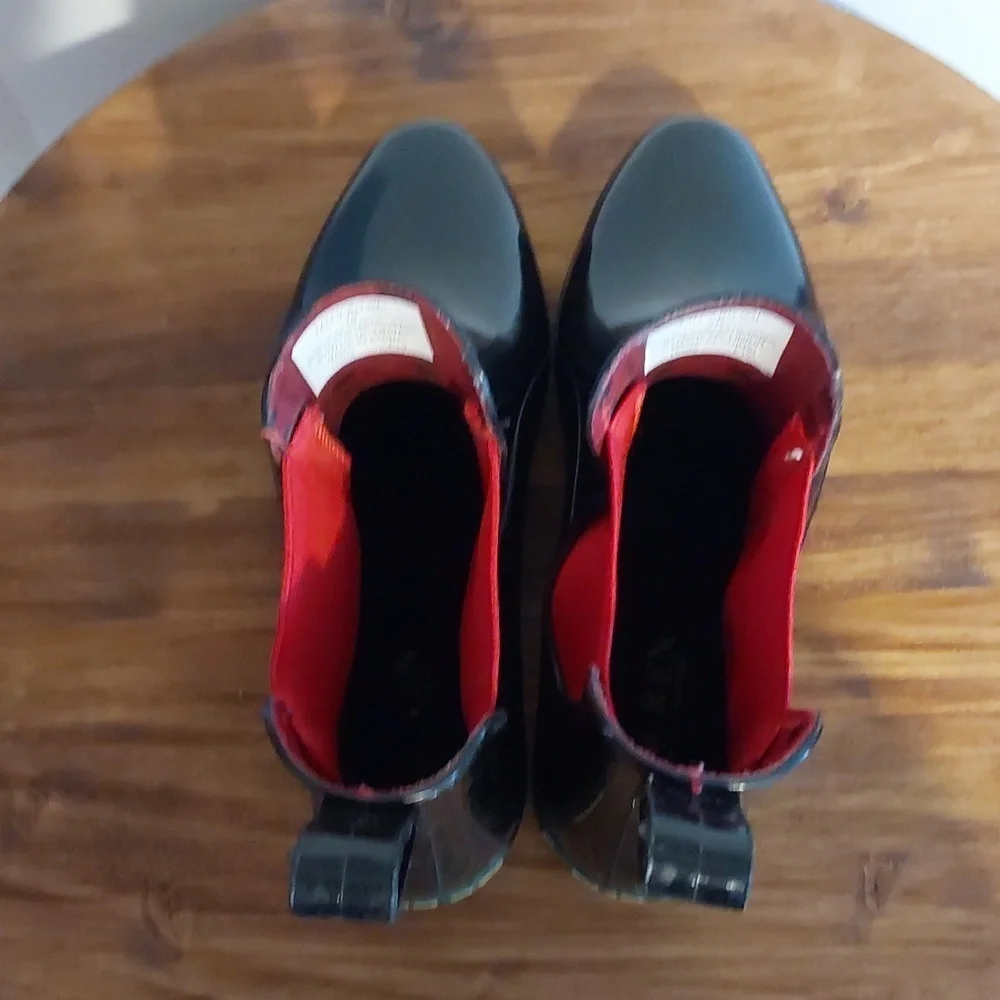 Ralph Lauren| Womens Black/ Red Preppy Mod Short Rubber Rain Boots Sz.7